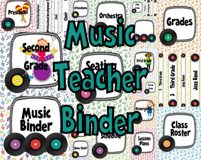 Music Teacher Binder White Background Rainbow Records
